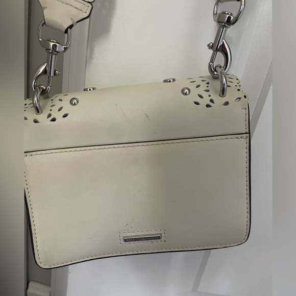 Rebecca Minkoff Laser cut Leather Crossbody Shoulder Bag Cream - Picture 4 of 11